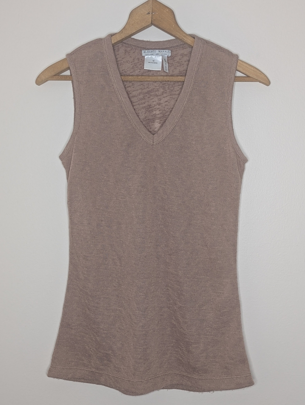 Alberto Makali Light Brown Sleeveless V-Neck Sweater Women's Medium